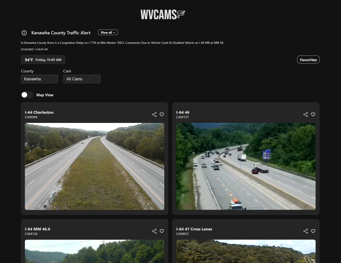 WVCams – Live Traffic Cameras Across West Virginia project preview